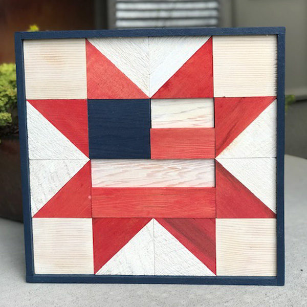 Wooden Quilt Block - Red White and Blue Flag